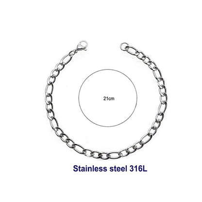 Stainless Steel 14MM Silver Figaro Chain Bracelet