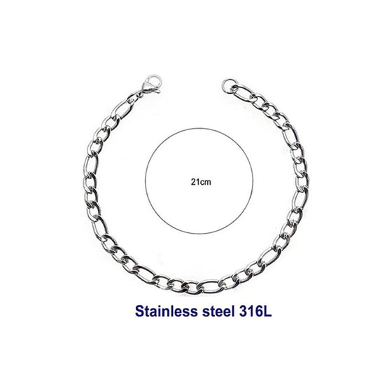 Stainless Steel 14MM Silver Figaro Chain Bracelet