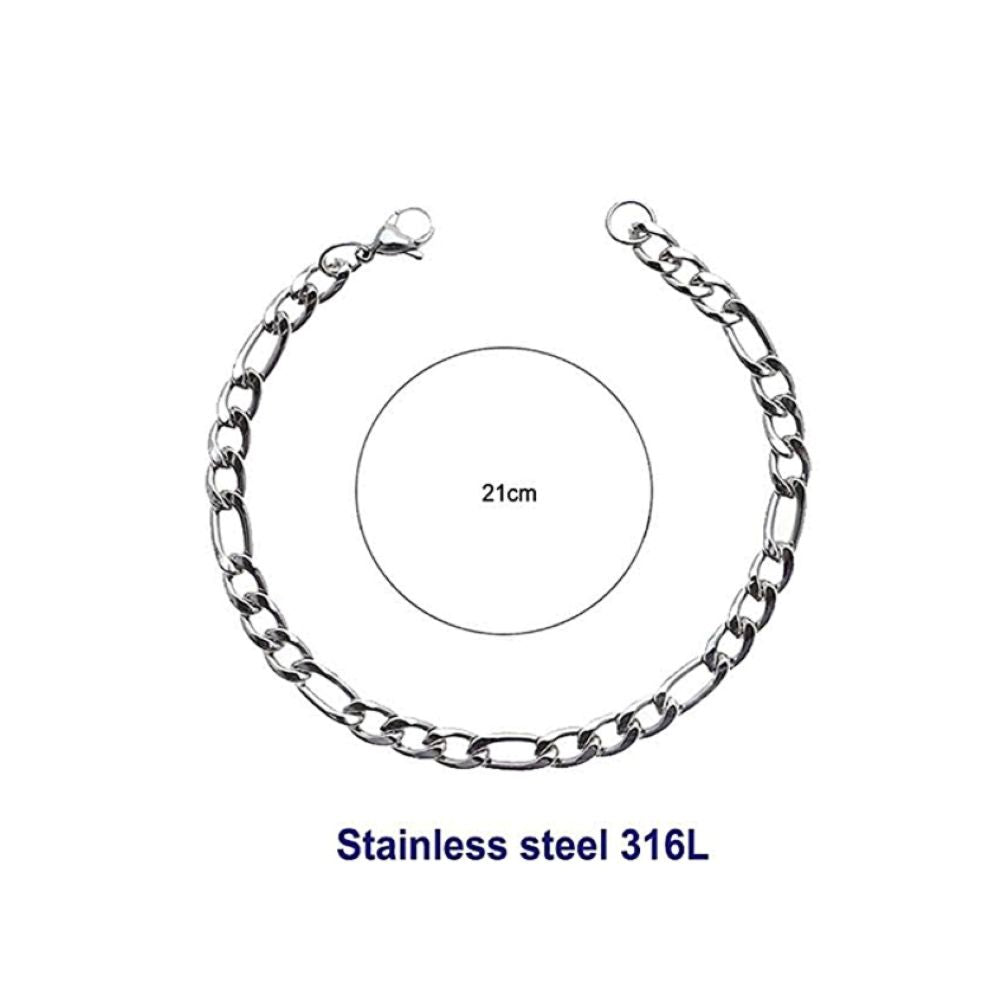 Stainless Steel 16MM Silver Figaro Chain Bracelet