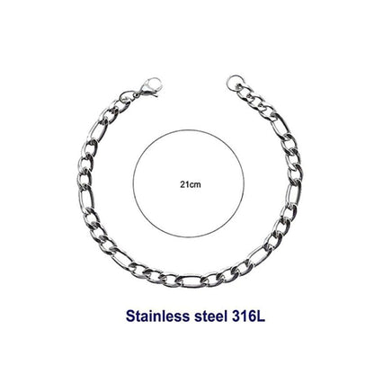 Stainless Steel 16MM Silver Figaro Chain Bracelet