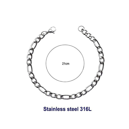 Stainless Steel 16MM Silver Figaro Chain Bracelet
