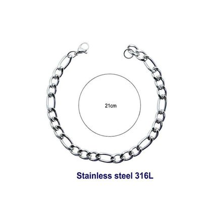Stainless Steel 18MM Silver Figaro Chain Bracelet