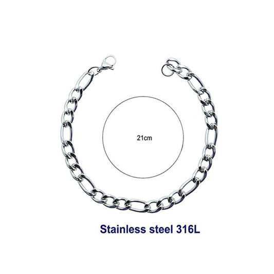 Stainless Steel 18MM Silver Figaro Chain Bracelet