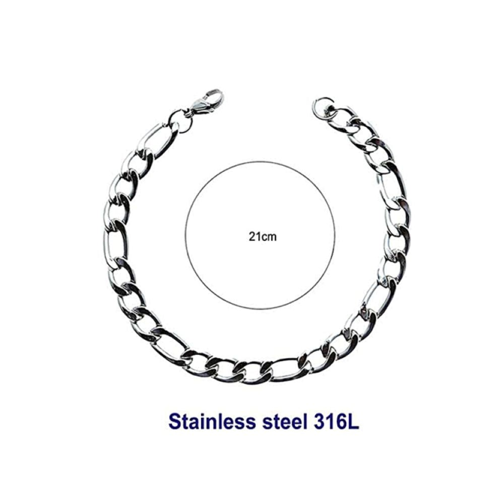 Stainless Steel 20MM Silver Figaro Chain Bracelet