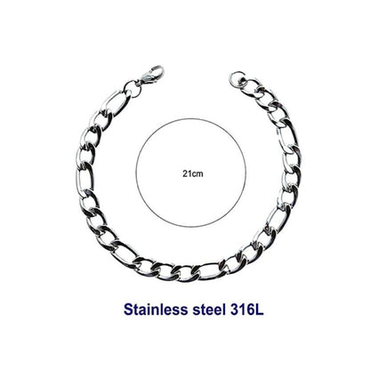 Stainless Steel 20MM Silver Figaro Chain Bracelet
