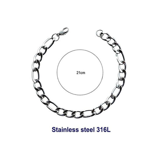 Stainless Steel 20MM Silver Figaro Chain Bracelet