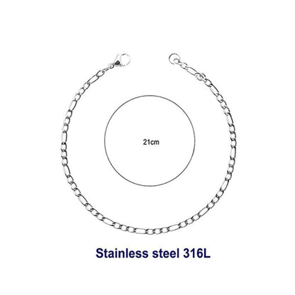 Stainless Steel 8MM Silver Figaro Chain Bracelet