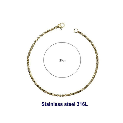Stainless Steel 2.5MM Gold Box Chain Bracelet