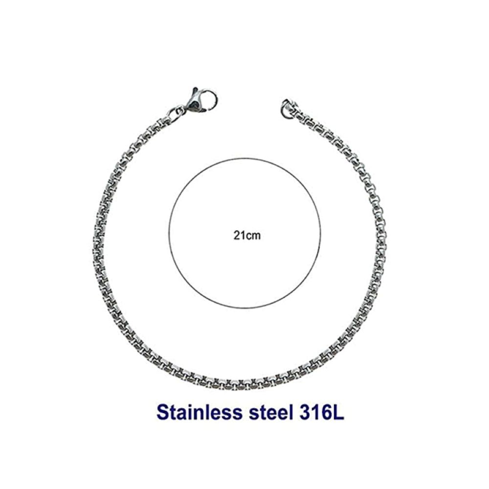 Stainless Steel 2.5MM Silver Box Chain Bracelet