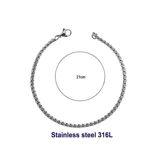 Stainless Steel 2.5MM Silver Box Chain Bracelet