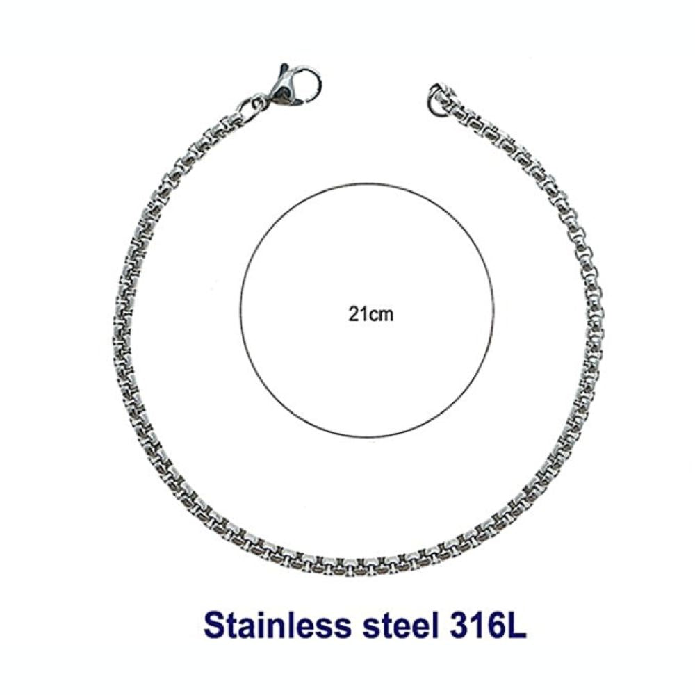 Stainless Steel 3MM Silver Box Chain Bracelet