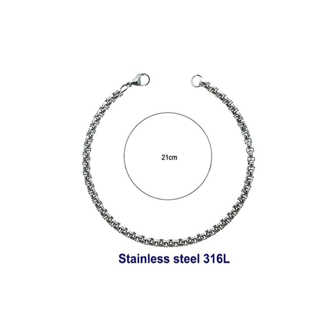 Stainless Steel 4MM Silver Box Chain Bracelet