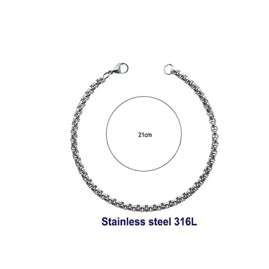 Stainless Steel 4MM Silver Box Chain Bracelet