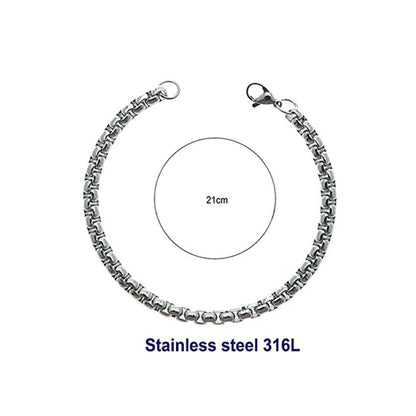 Stainless Steel 5MM Silver Box Chain Bracelet