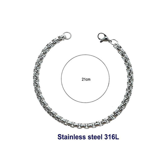 Stainless Steel 5MM Silver Box Chain Bracelet