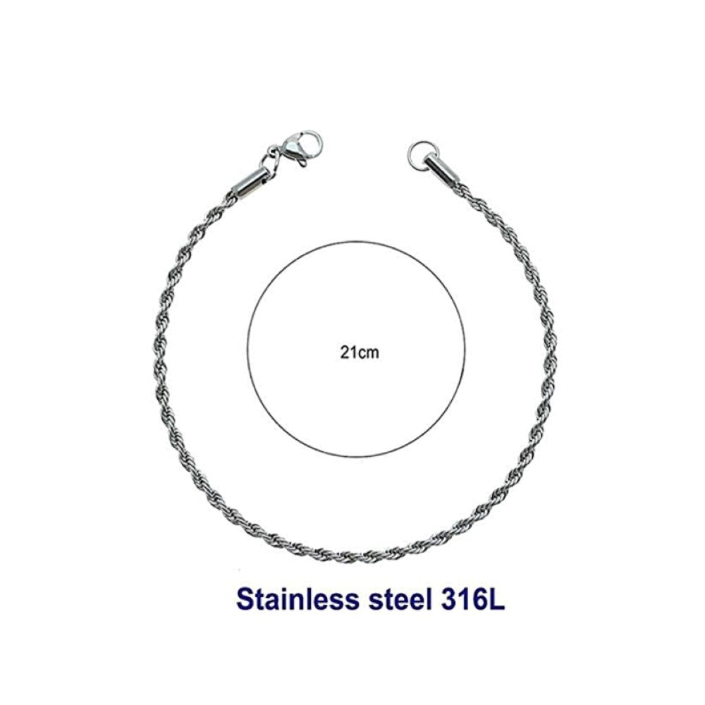 Stainless Steel 5MM Silver Rope Chain Bracelet
