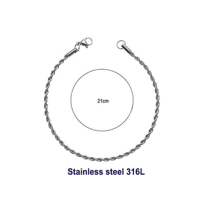 Stainless Steel 5MM Silver Rope Chain Bracelet
