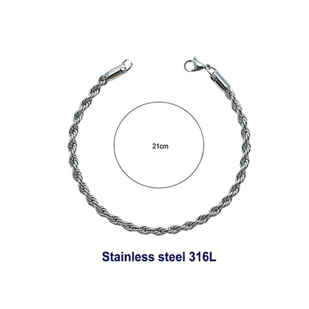 Stainless Steel 8MM Silver Rope Chain Bracelet