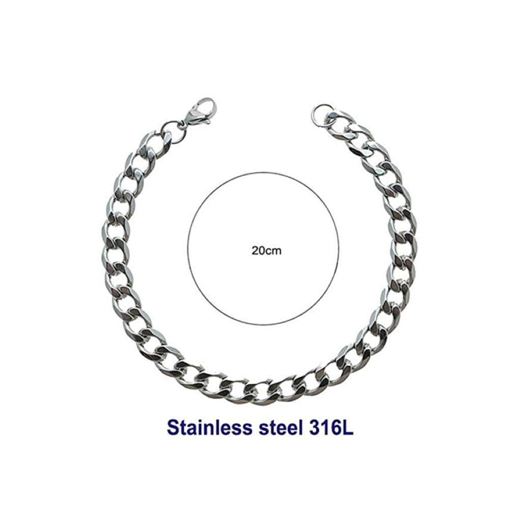 Stainless Steel 20MM Silver Curb Chain Bracelet