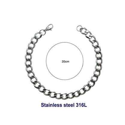 Stainless Steel 20MM Silver Curb Chain Bracelet
