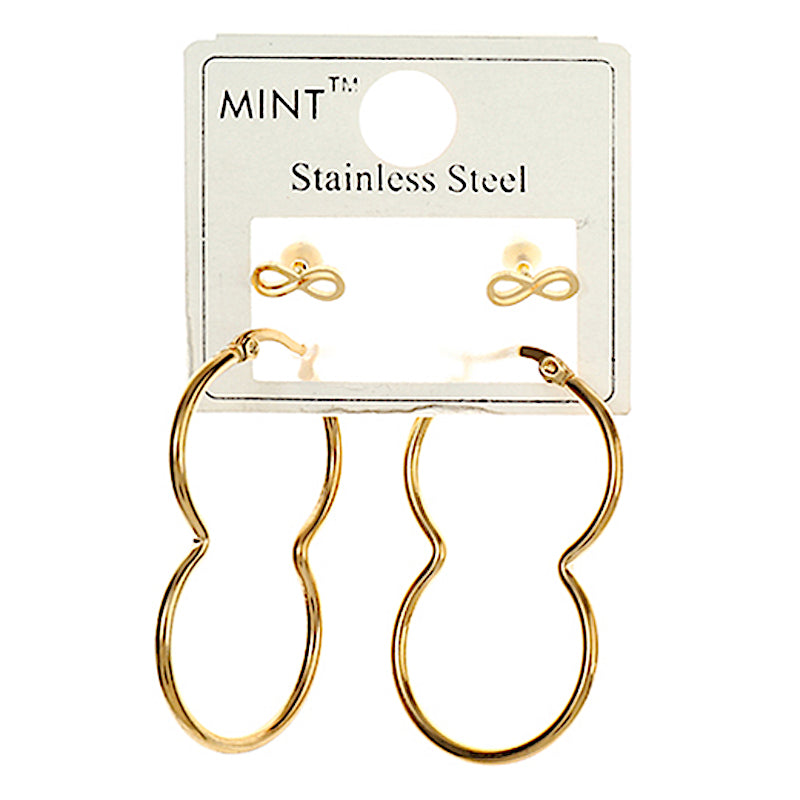 TE1230 - Stainless Steel Infinity Stud & Hoop Set