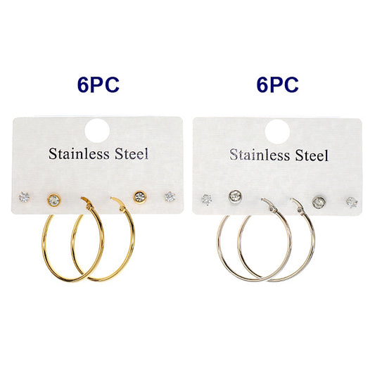 TE1929 - Stainless Steel 3 Pair Earring Set