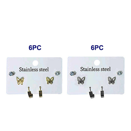 TE2054 - Stainless Steel Butterfly 3 Pair Earring Set