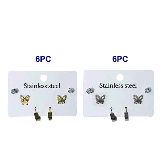 TE2054 - Stainless Steel Butterfly 3 Pair Earring Set