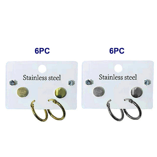 TE2060 - Stainless Steel 3 Pair Earring Set