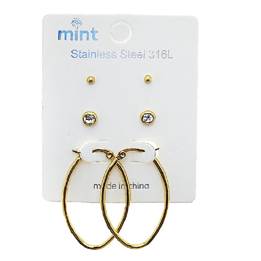 TE2118 - Stainless Steel Oval Hoop Set