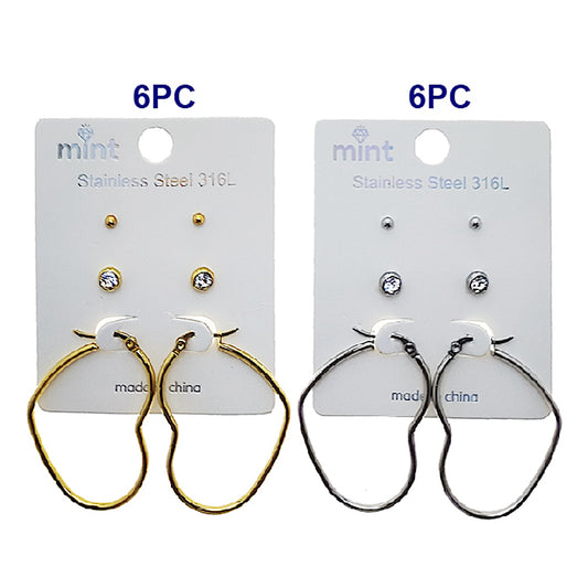 TE2121 - Stainless Steel Heart Hoop Set