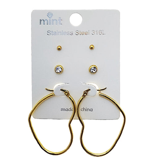TE2121 - Stainless Steel Heart Hoop Set