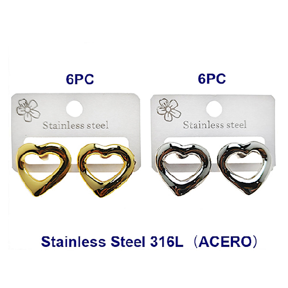 Stainless Steel Molten Heart Post Earring