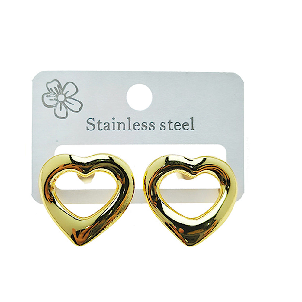 Stainless Steel Molten Heart Post Earring