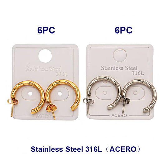 2CM Stainless Steel Textured Swirl Hoops