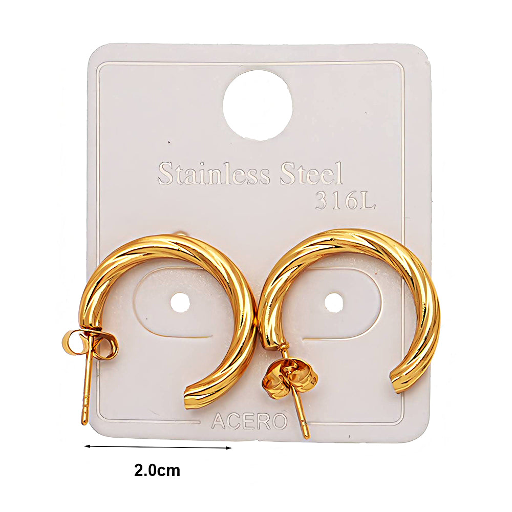 2CM Stainless Steel Textured Swirl Hoops