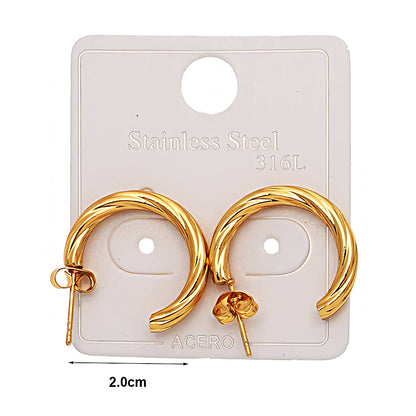 2CM Stainless Steel Textured Swirl Hoops