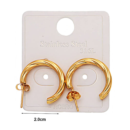 2CM Stainless Steel Textured Swirl Hoops