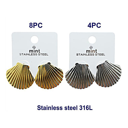 Stainless Steel Scallop Shell Post Earring