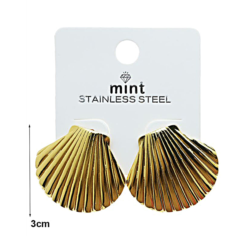 Stainless Steel Scallop Shell Post Earring