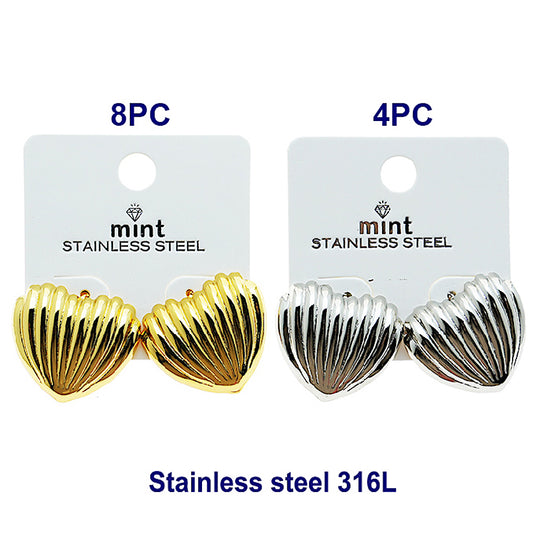 Stainless Steel Lined Heart Post Earring