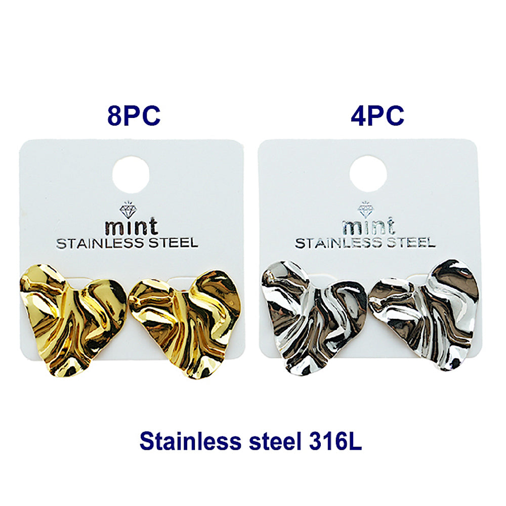 Stainless Steel Molten Heart Post Earring