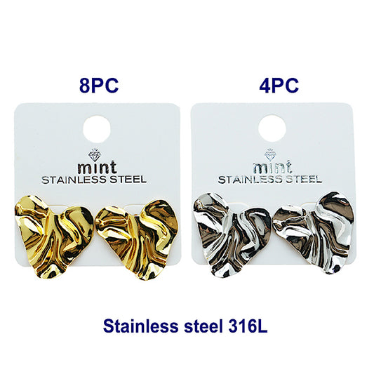 Stainless Steel Molten Heart Post Earring