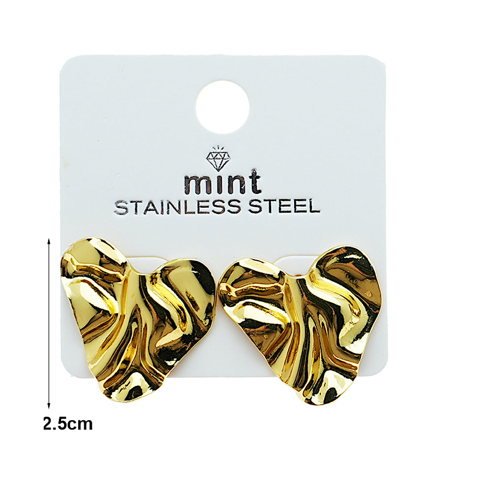 Stainless Steel Molten Heart Post Earring