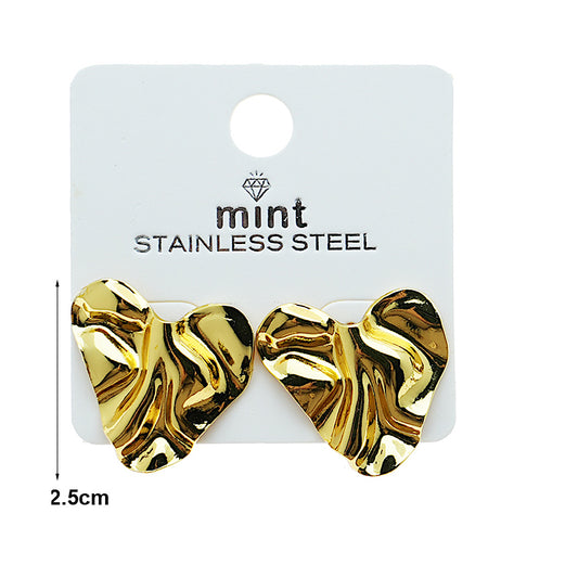 Stainless Steel Molten Heart Post Earring