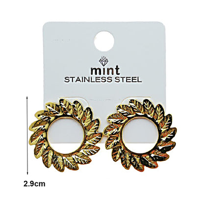 Stainless Steel Leaf Wreath Post Earring