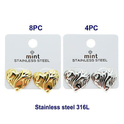 Stainless Steel Wavy Heart Post Earring