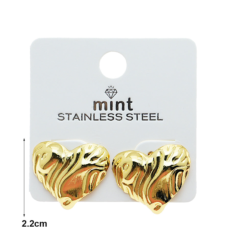 Stainless Steel Wavy Heart Post Earring