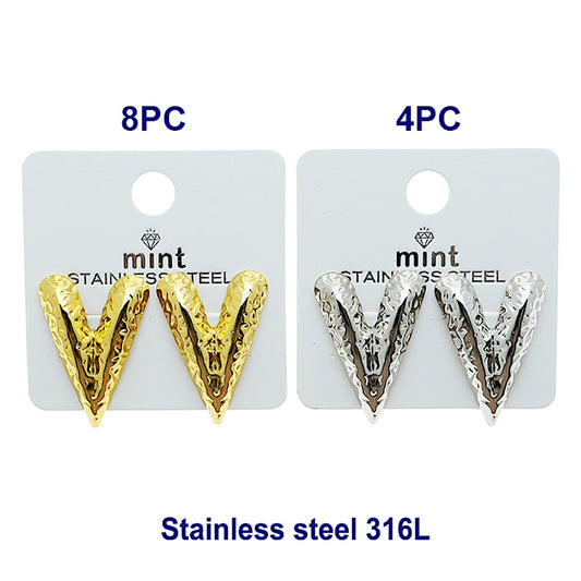 Stainless Steel Textured Heart Post Earring