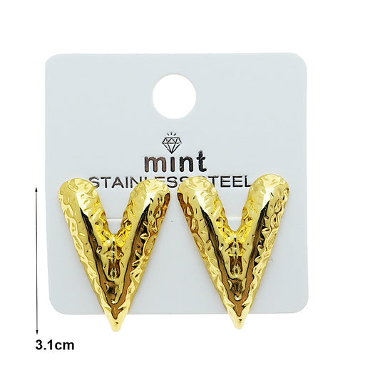 Stainless Steel Textured Heart Post Earring